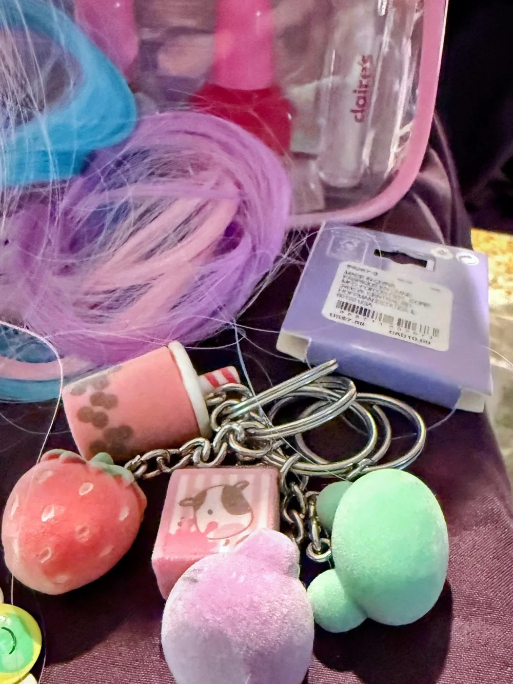 Claire's Pink and Purple Kids Hair, Barrette’s, Key Chain & Makeup Play Set.